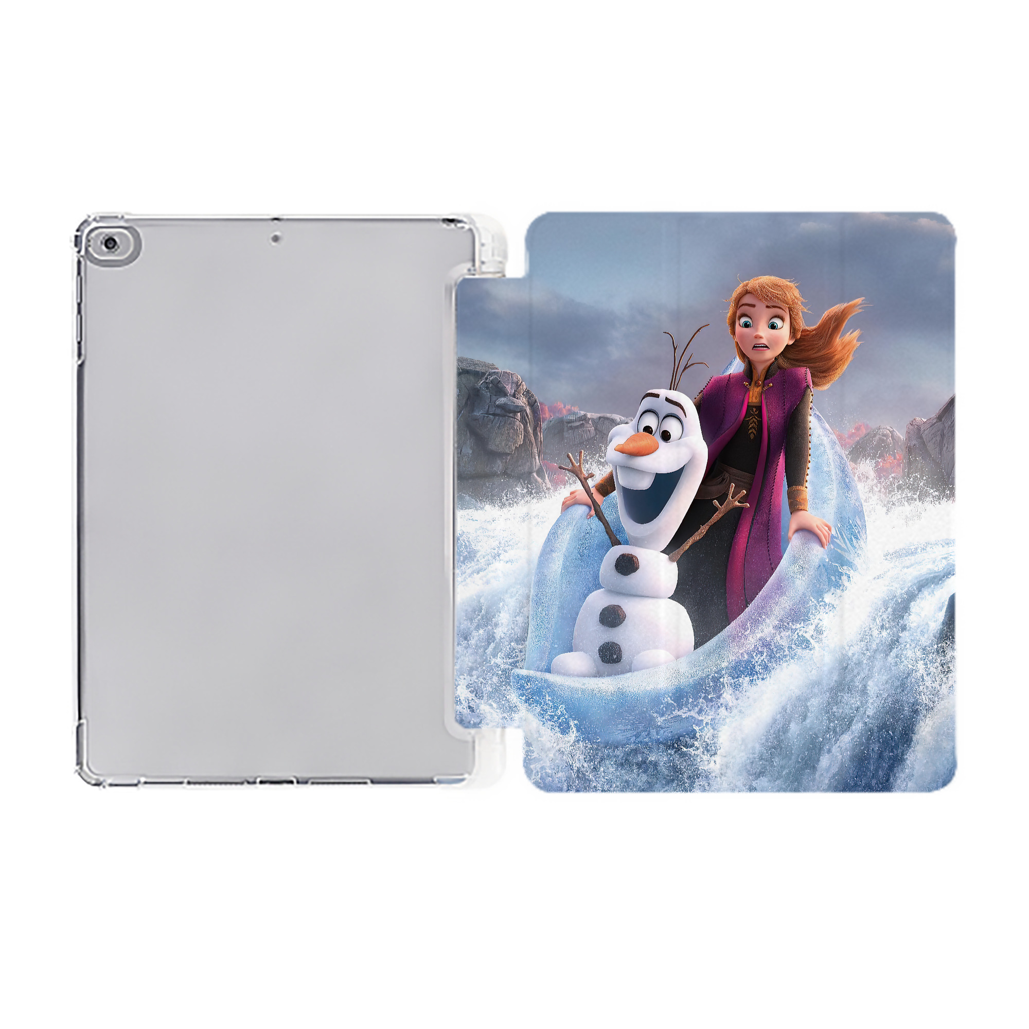 （画像用） アナと雪の女王 アンナ エルサ Frozen Anna Elsa IPad ケース ペン収納付き 三つ折りスタンド PUレザー×シリコン 対応機種9.5/10.5/10.9インチ